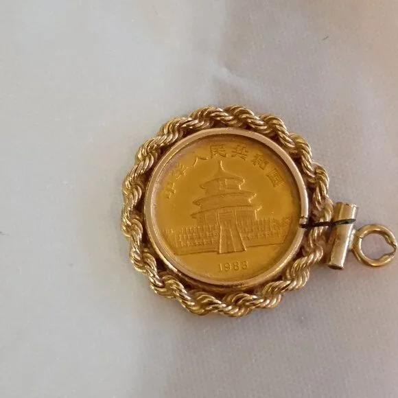 CHINESE GOLD PANDA PENDANT AND EARRINGS 14K 1983 - Picture 4 of 4